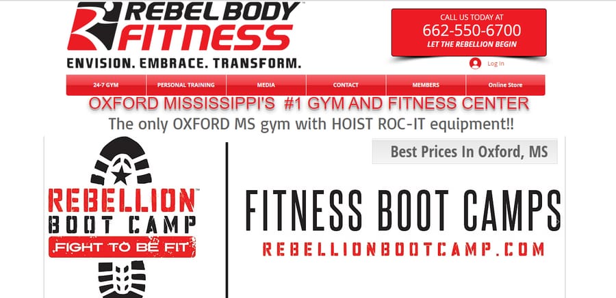 The Rebel Body Fitness website designed by P.O.G.